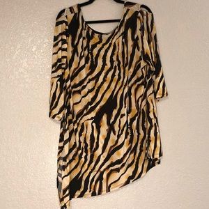 Animal Print Cold Shoulder Top